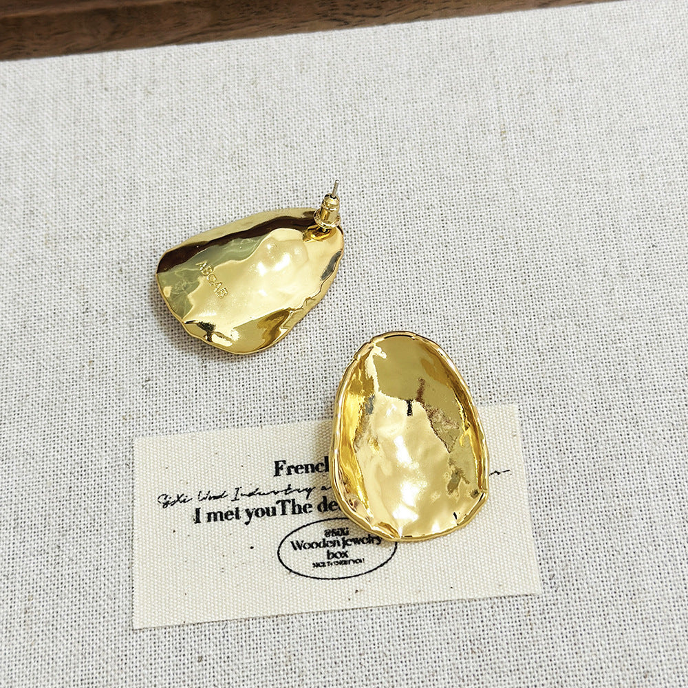 Wholesale European and American retro Valentine's Day metal earrings 925 sterling silver cold style handmade texture silver gold earrings
